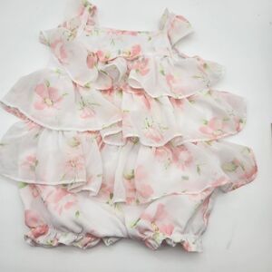 FAO Glam Floral Spring Romper Dress ruffles tiered shorts 6 mo